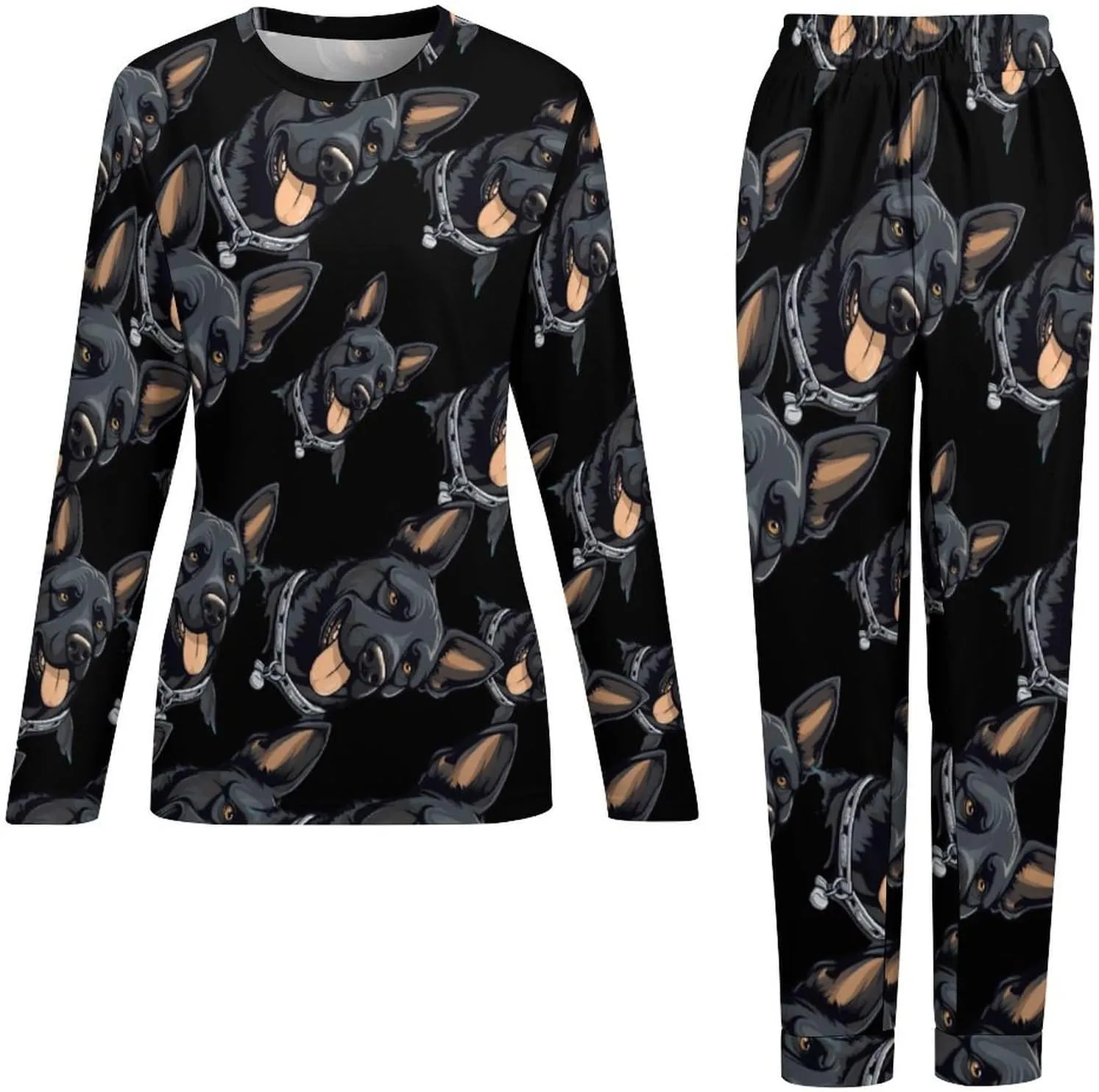 Shepherd Dog Women's Pajama Set Long Sleeve Pj Sets Casual Two Piece Loungewear Soft Sleepwear