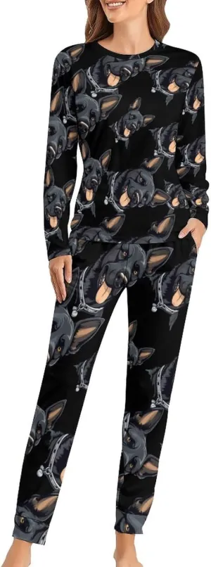 Shepherd Dog Women's Pajama Set Long Sleeve Pj Sets Casual Two Piece Loungewear Soft Sleepwear