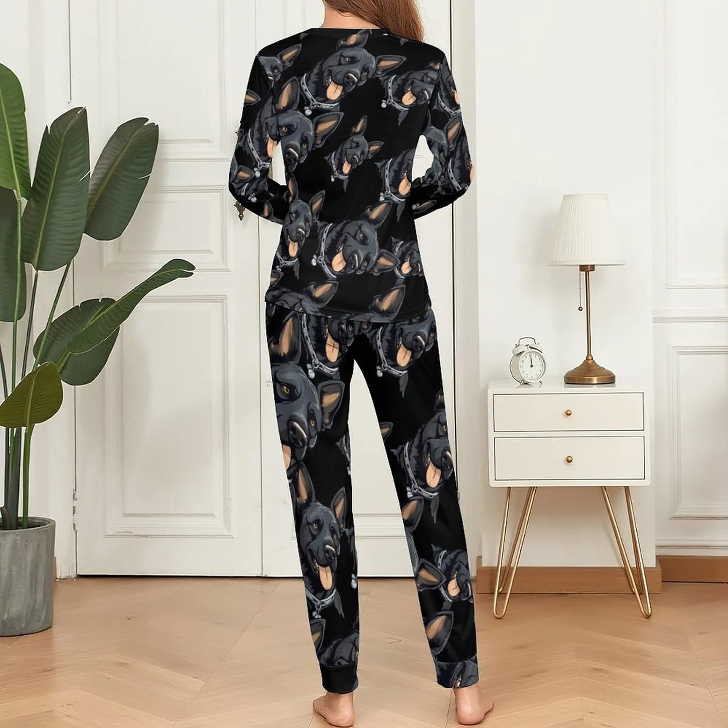 Shepherd Dog Women's Pajama Set Long Sleeve Pj Sets Casual Two Piece Loungewear Soft Sleepwear