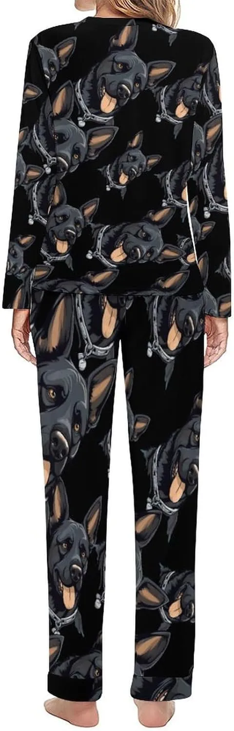 Shepherd Dog Women's Pajama Set Long Sleeve Pj Sets Casual Two Piece Loungewear Soft Sleepwear