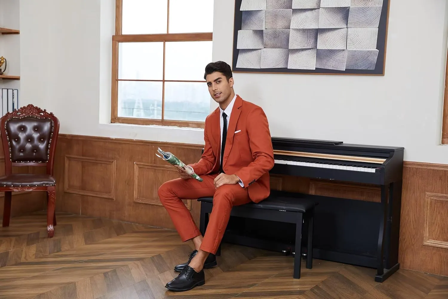 SHUZHXLZANGY Mens Suits Regular Fit 2 Piece Suit for Men Wedding Prom Business Formal Suit