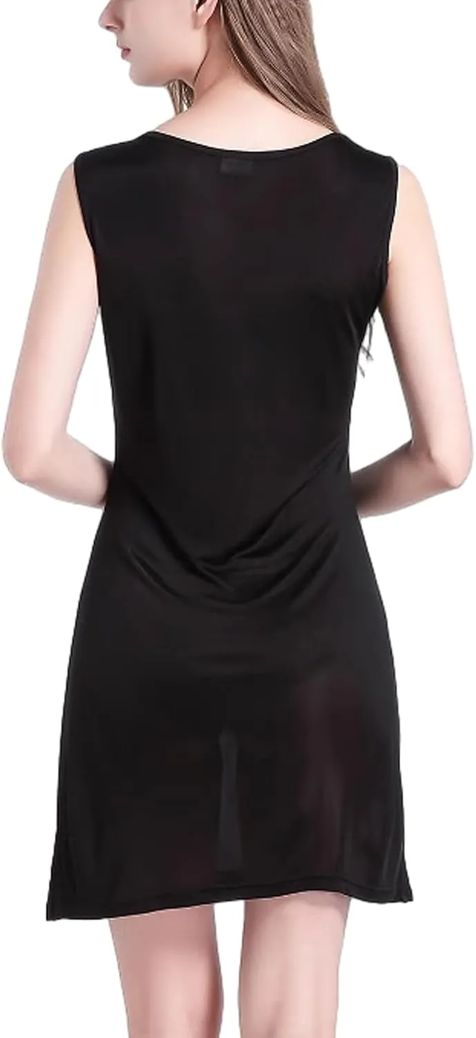 Silk Tank Nightgowns Women Pure Silk Sleepwear Sleeveless Night Shirt Soft Sleep Shirt Pajamas Dress