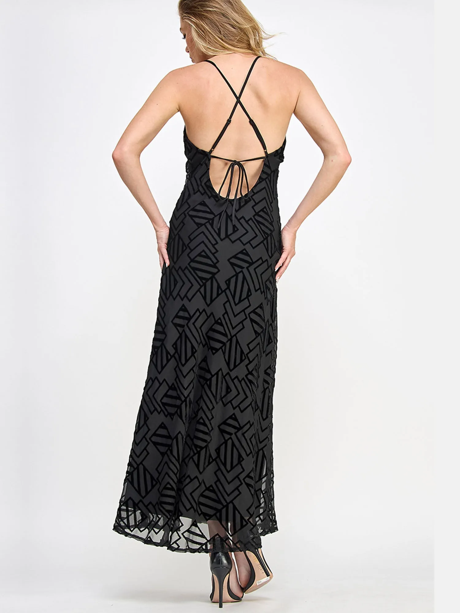 Sleeveless Burnout Velvet Maxi Dress