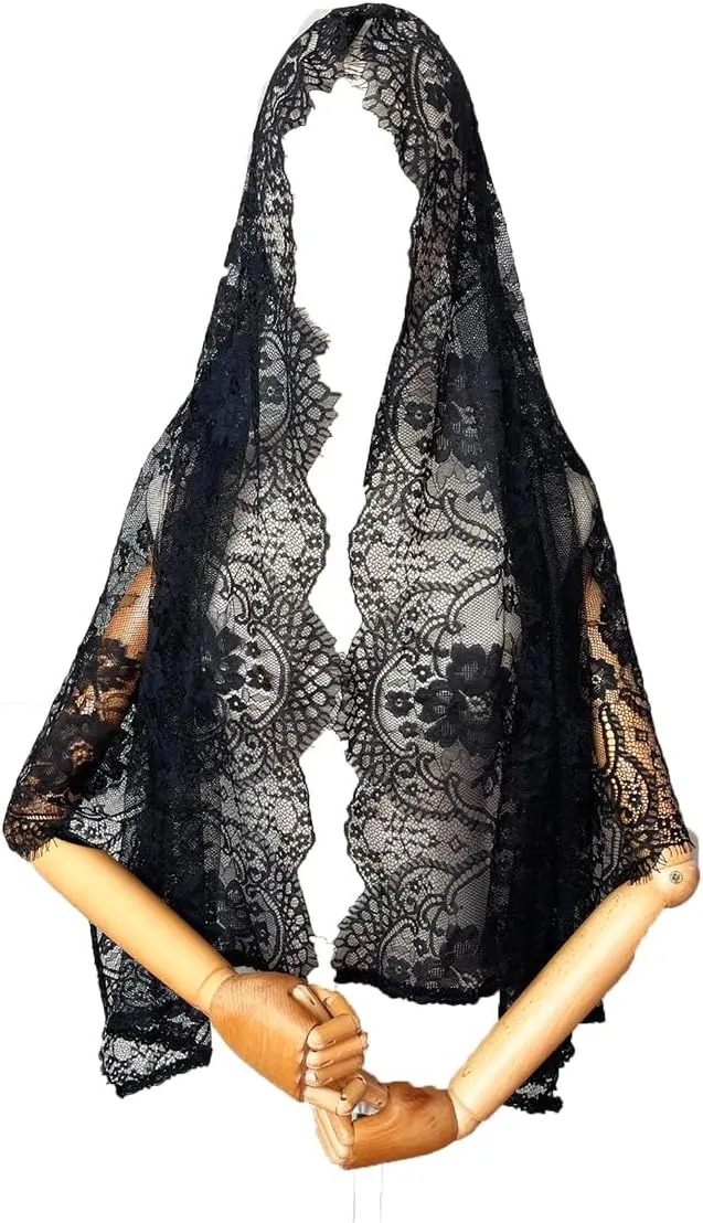 Spanish Lace Mantilla Veil, Vintage Inspired Infinity Shape, Triangle Head Covering