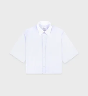SRC Cropped Shirt - White/Light Blue
