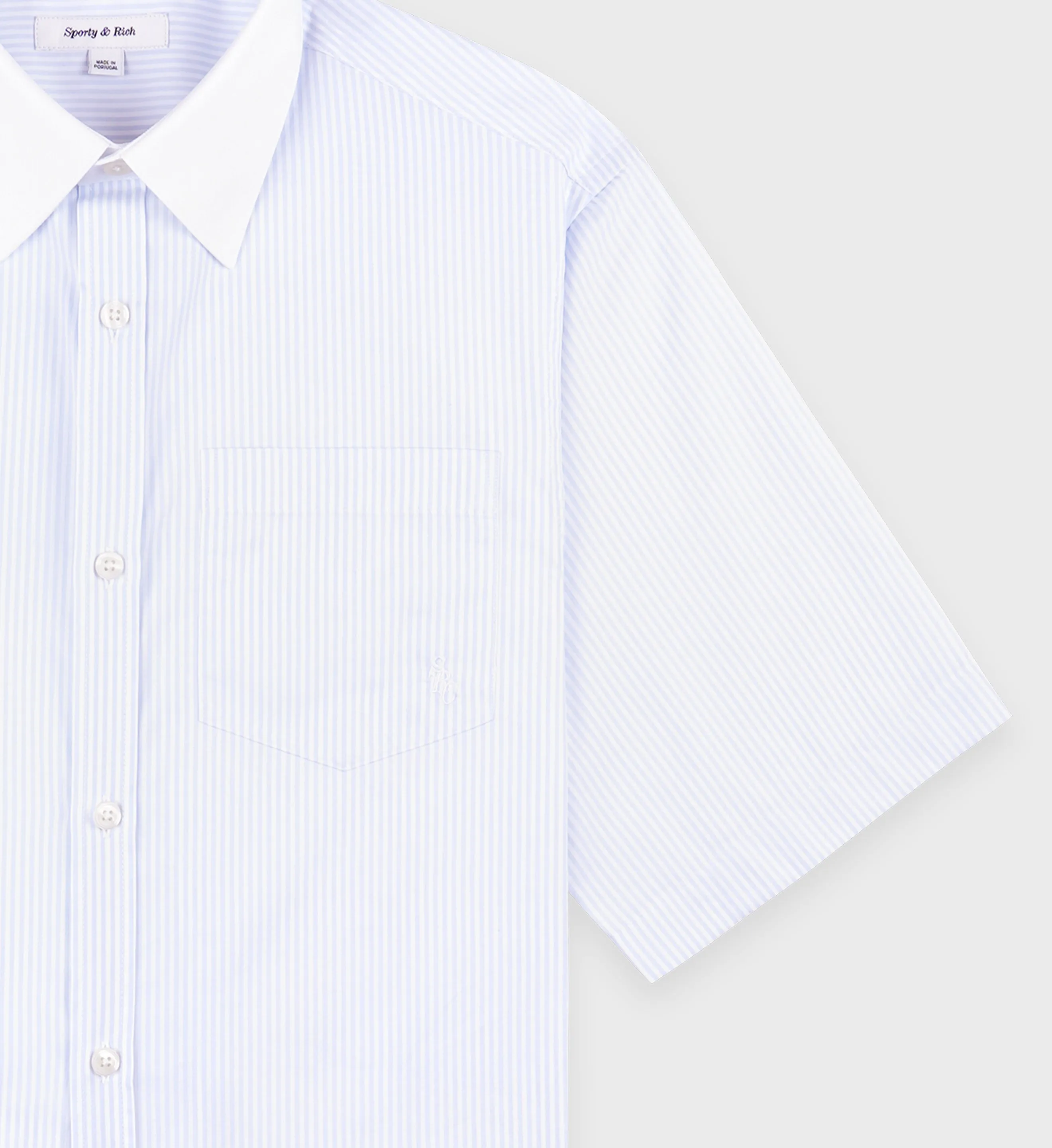 SRC Cropped Shirt - White/Light Blue