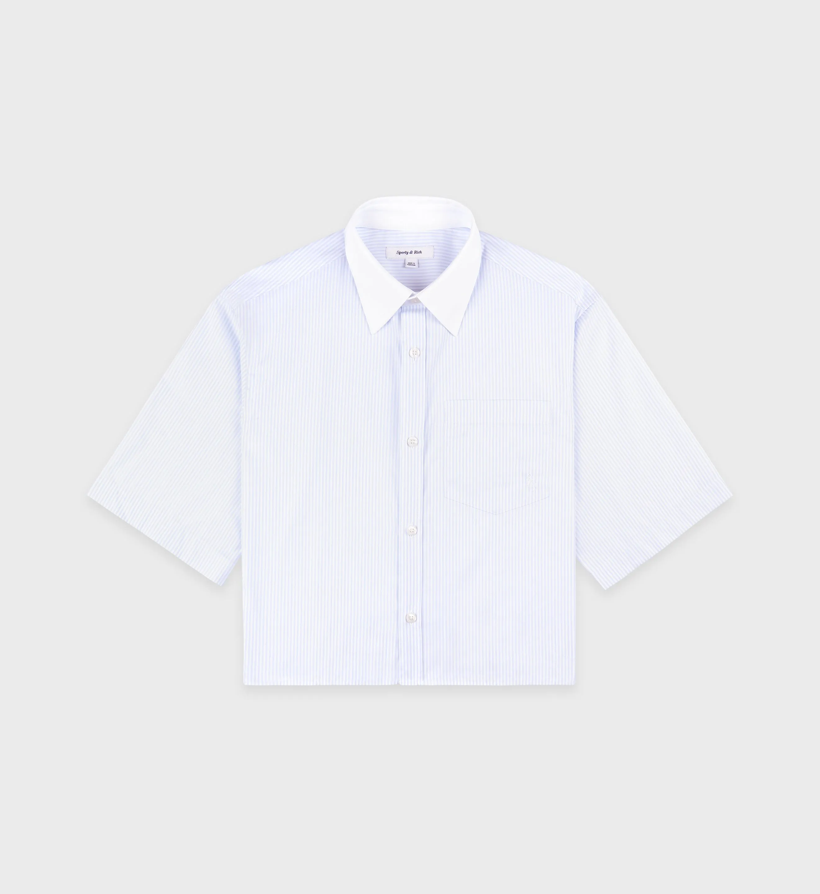 SRC Cropped Shirt - White/Light Blue