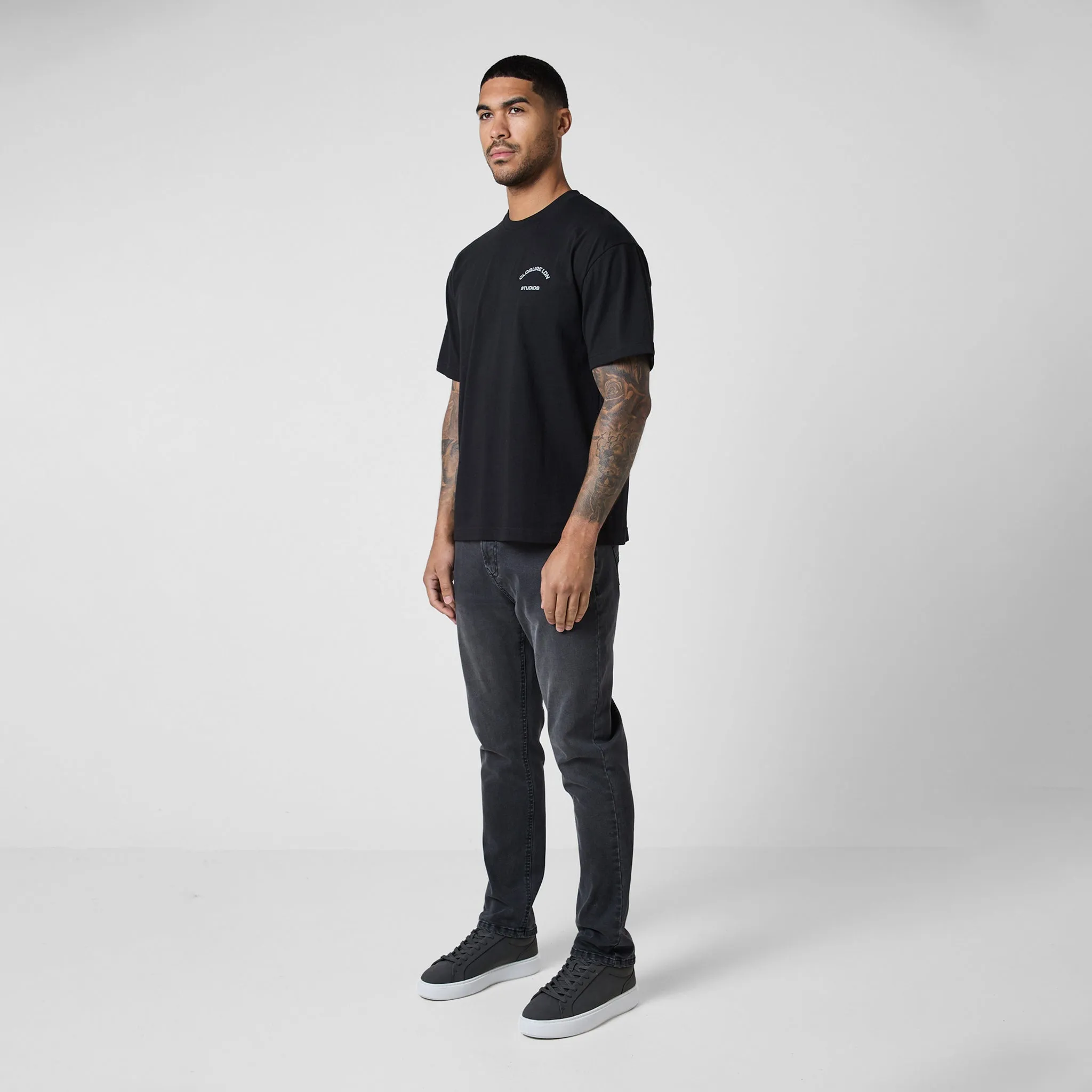 Stamped Logo Relaxed Fit T-Shirt | Black