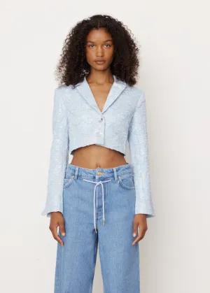 Stretch Jacquard Cropped Blazer