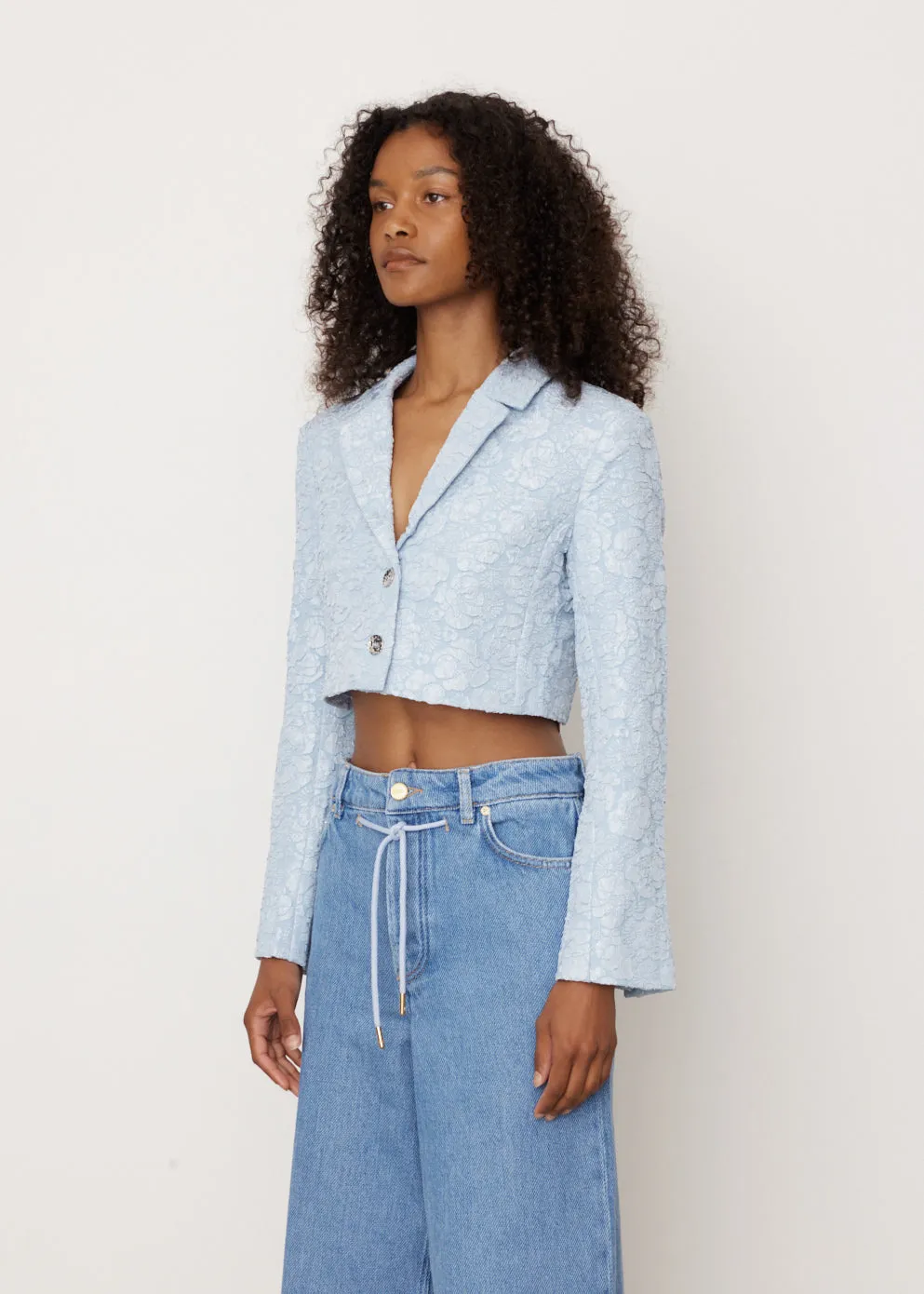 Stretch Jacquard Cropped Blazer