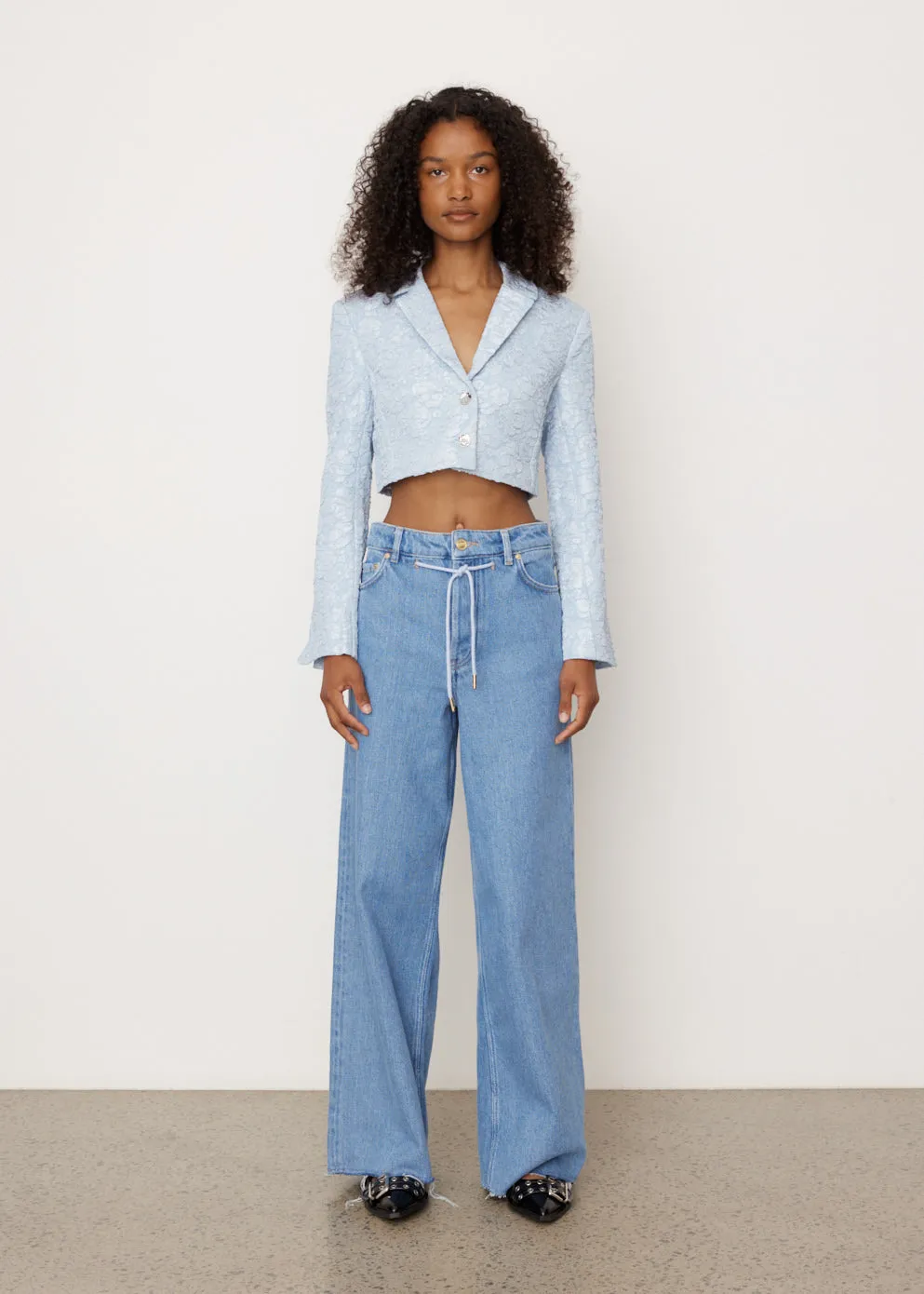 Stretch Jacquard Cropped Blazer