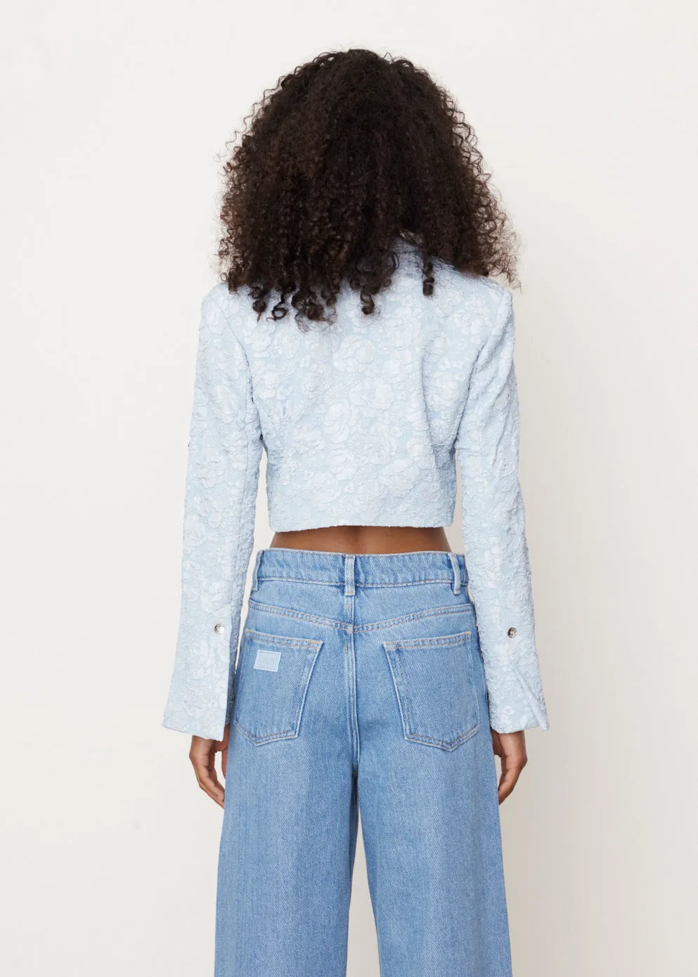 Stretch Jacquard Cropped Blazer