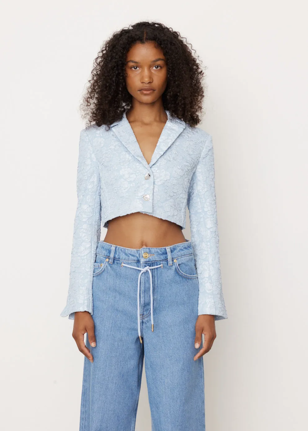 Stretch Jacquard Cropped Blazer