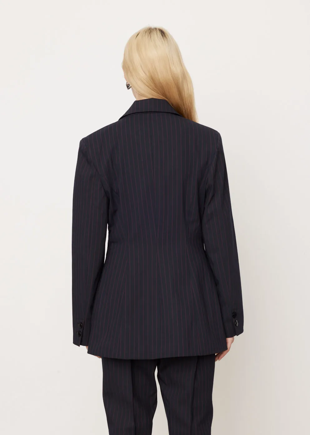 Stretch Stripe Fitted Blazer