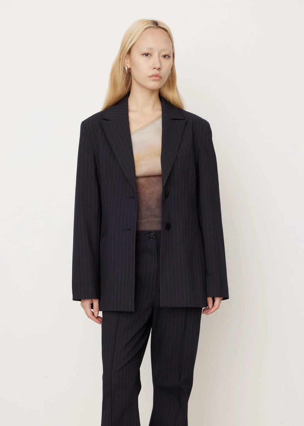 Stretch Stripe Fitted Blazer
