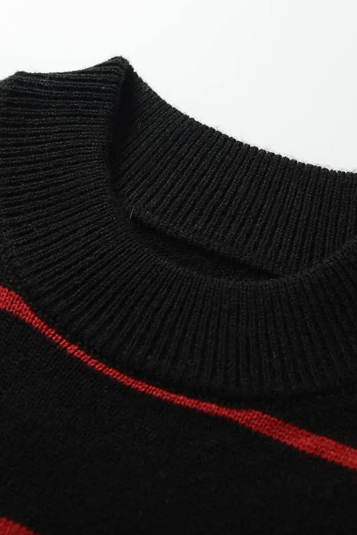 Striped Tunic Sweater for Women's Long Sleeve Turtleneck Cozy Knit Sweater Casual Loose Pullover Jumper Tops