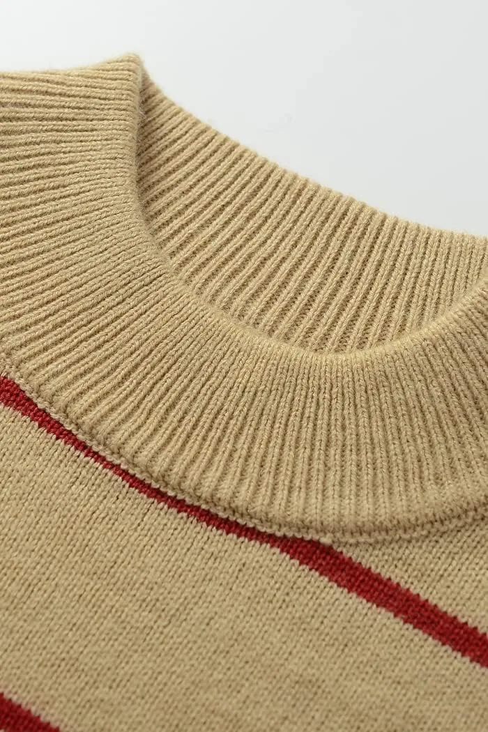 Striped Tunic Sweater for Women's Long Sleeve Turtleneck Cozy Knit Sweater Casual Loose Pullover Jumper Tops