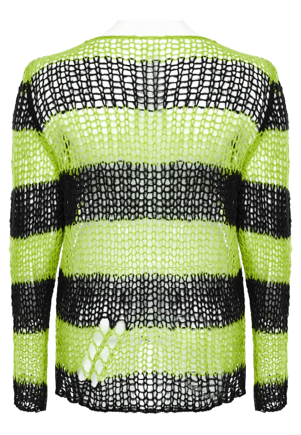 Stylish Distressed Striped Mohair Pullover Sweater