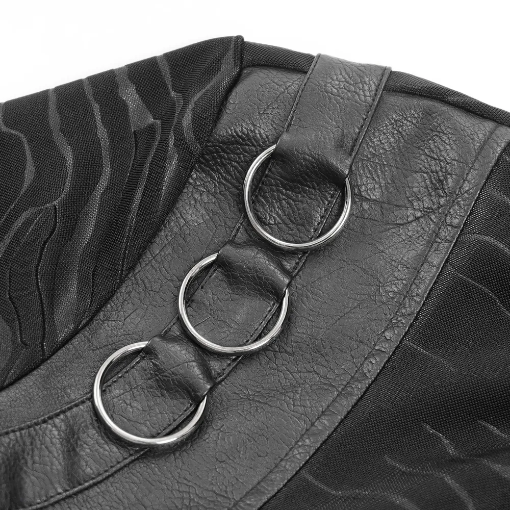 Stylish Men's Gothic Chain Decor High Collar Black Top