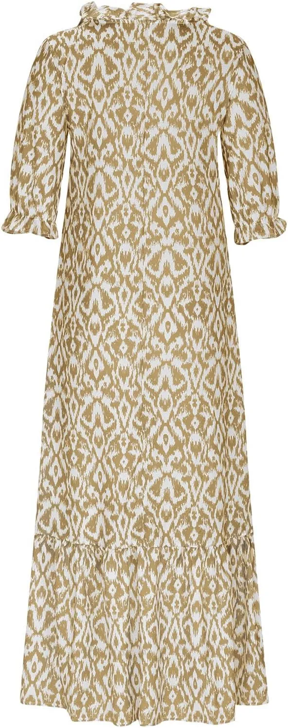Summer Dresses for Women 2025 Short Sleeve Boho Maxi Dress V Neck Floral Sundress Casual Beach Vacation Outfits Clothes