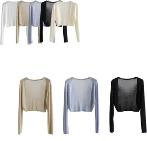 Sun Knit Cardigan Women's Thin Ice Silk Coat Shawl Air-Conditioned Shirt with Slip Skirt
