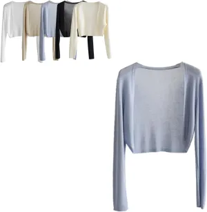 Sun Knit Cardigan Women's Thin Ice Silk Coat Shawl Air-Conditioned Shirt with Slip Skirt,Ice Silk Shirt Skin-Friendly
