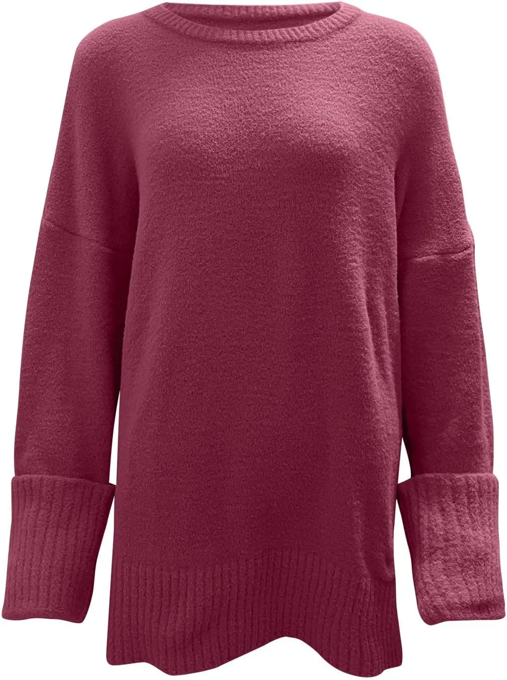 Sweater for Women Chunky Knit Crew Neck Solid Color Long Sleeve Casual Loose Fit Soft Sweaters Tops