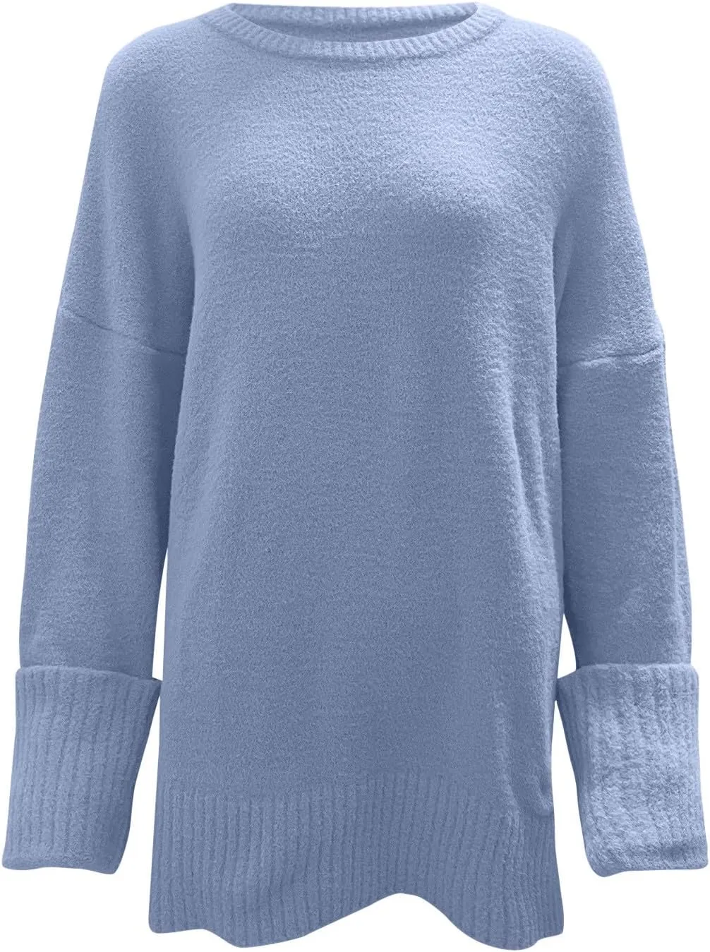 Sweater for Women Chunky Knit Crew Neck Solid Color Long Sleeve Casual Loose Fit Soft Sweaters Tops