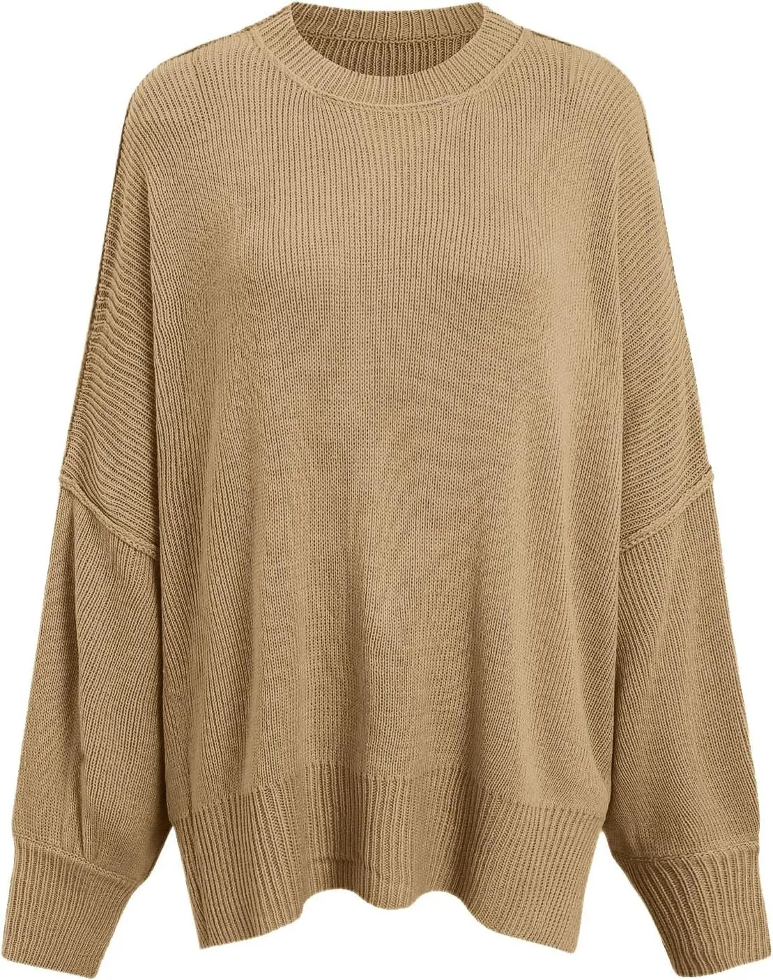 Sweaters for Women Chunky Knit Round Neck Solid Color Long Sleeve Loose Fit Casual Soft Sweaters Tops