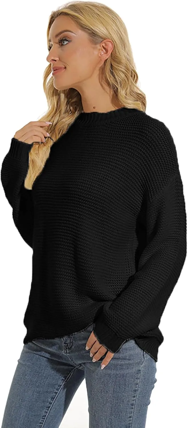 Sweaters for Women Chunky Knit Solid Color Crew Neck Long Sleeve Soft Lightweight Casual Jumper Tops
