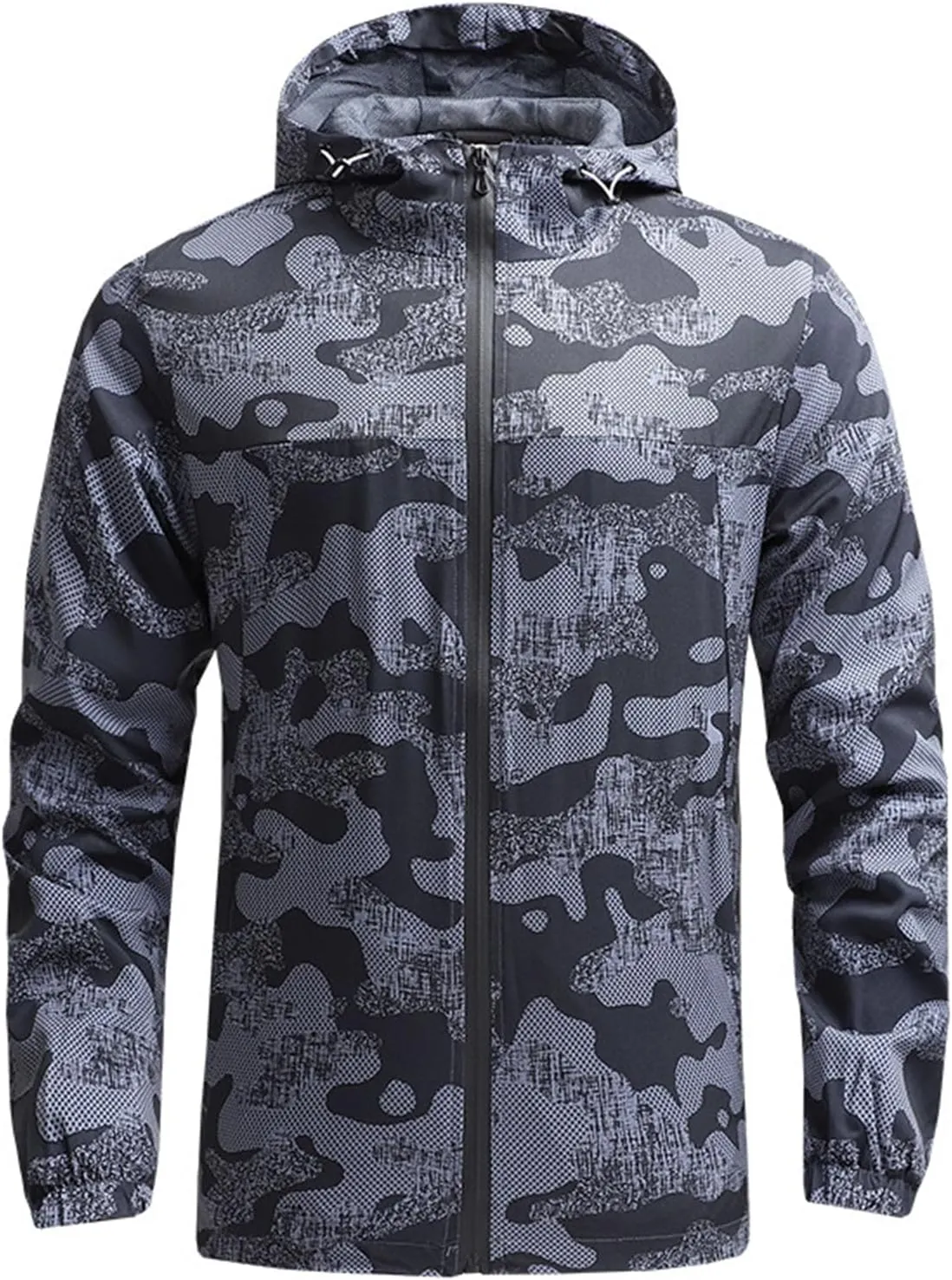 Thatrich Camo Rain Jacket Men Lightweight Waterproof Jackets Hooded Raincoat Full Zip Up Hoodie Casual Windbreaker Outerwear