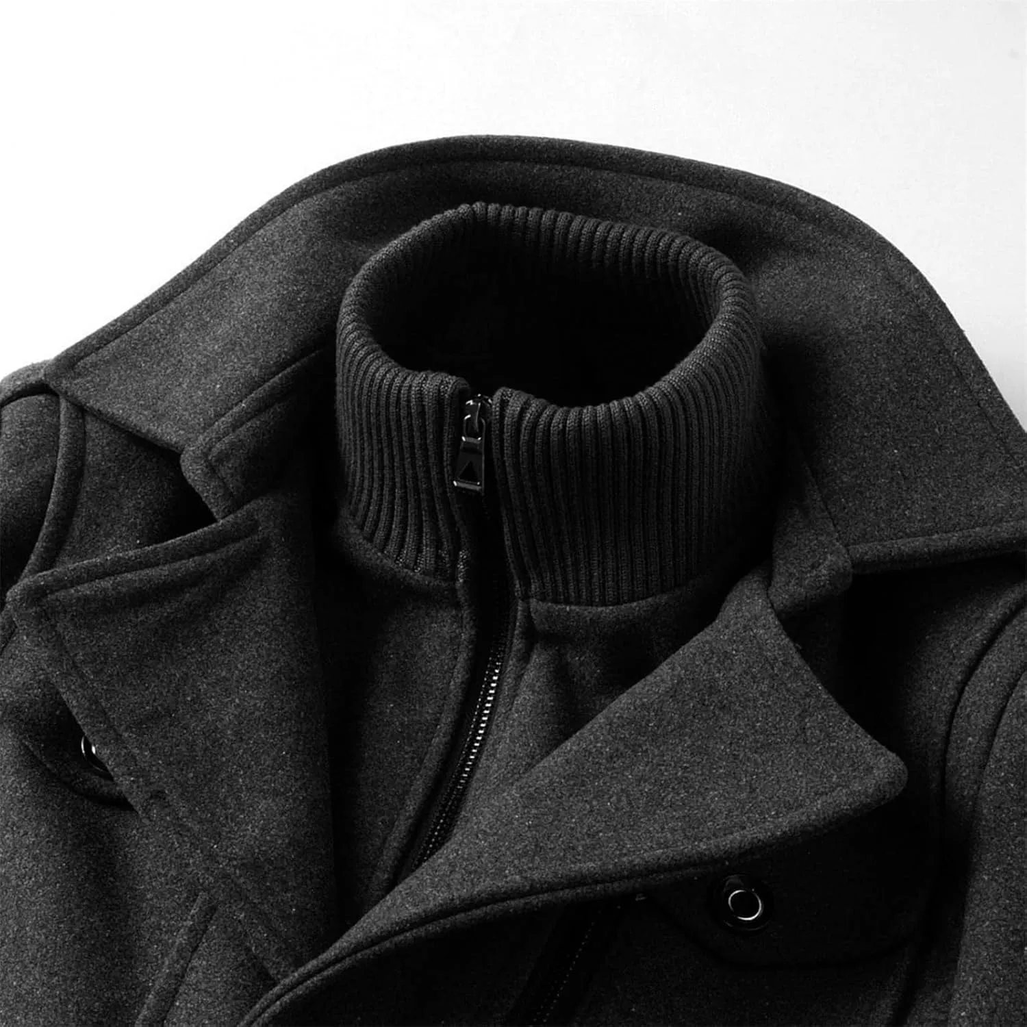 Thatrich Mens Trench Coat Oversized Peacoat Wool Blend Pea Coats Windbreaker Jacket Casual Business Jackets Trendy Outerwear
