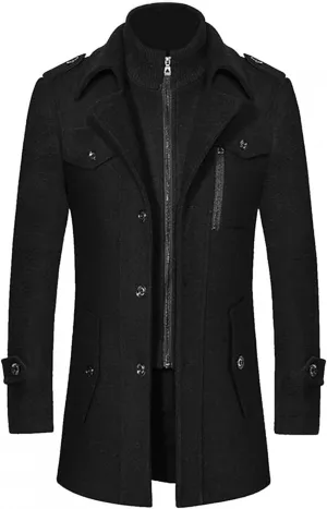 Thatrich Mens Trench Coat Oversized Peacoat Wool Blend Pea Coats Windbreaker Jacket Casual Business Jackets Trendy Outerwear