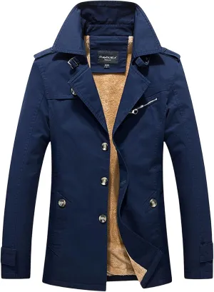 Trench Coats for Men Single Breasted Slim Fit Casual Long Jackets Lightweight Lapel Windbreaker Overcoat