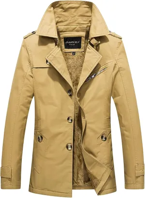 Trench Coats for Men Single Breasted Slim Fit Casual Long Jackets Lightweight Lapel Windbreaker Overcoat