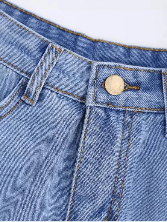 Trendy Patched Pineapple Sequined Ripped Denim Shorts