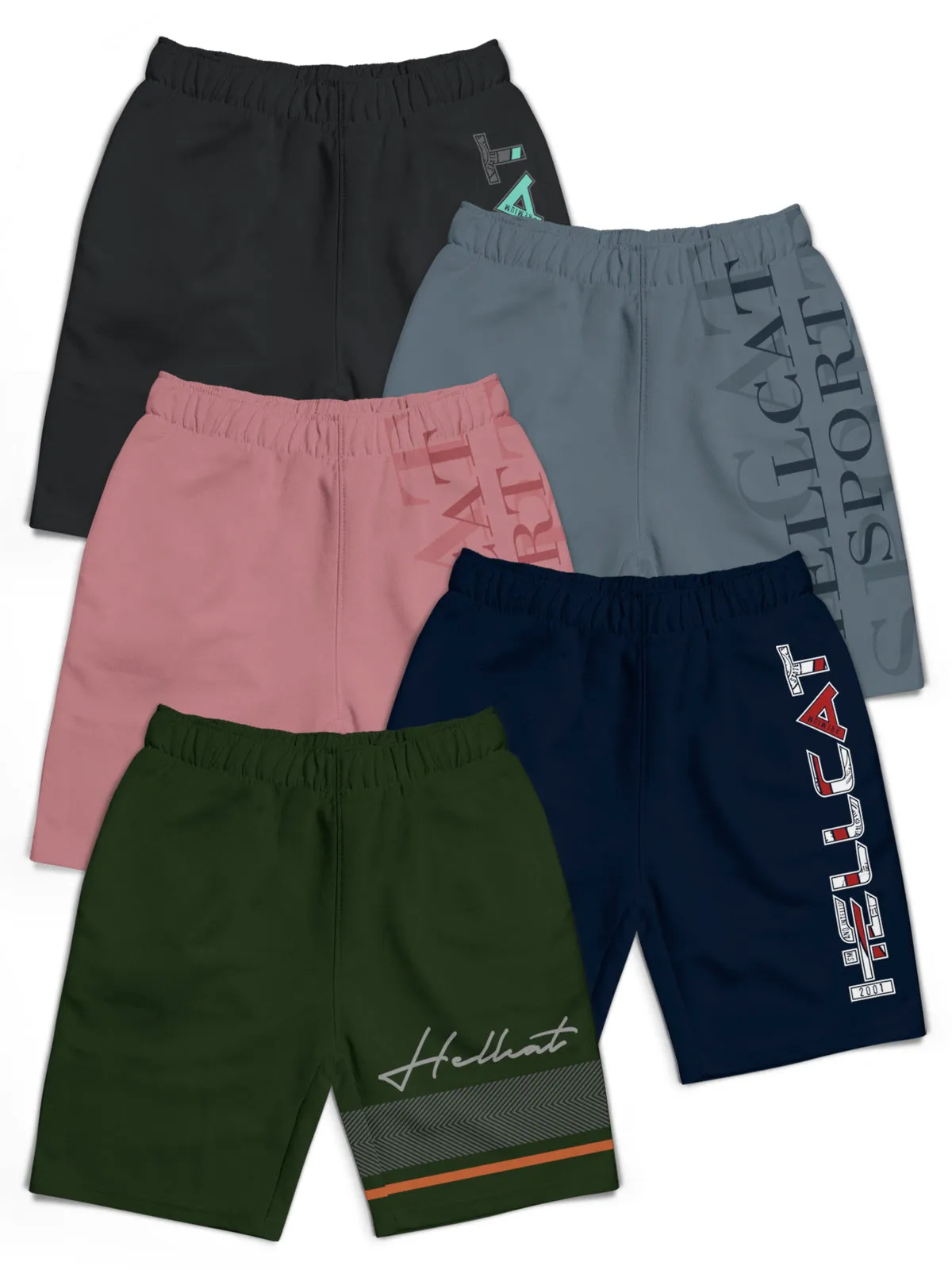 Trendy Typographic With Branding Printed Shorts for Girls - Pack of 5