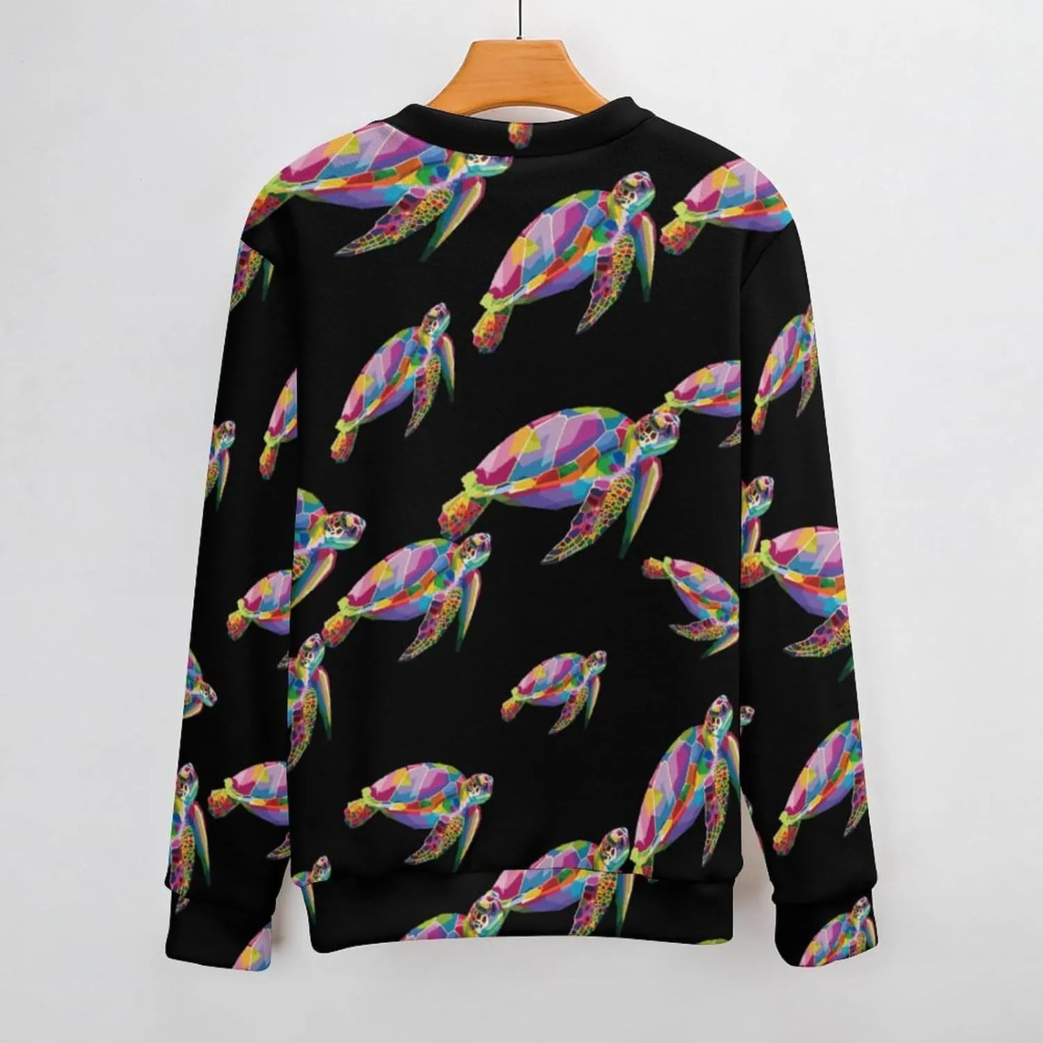 Tropical Small Turtles Crew Neck Sweater Oversized Long Sleeve Pure Cotton Casual Knit Pullover Sweatshirt