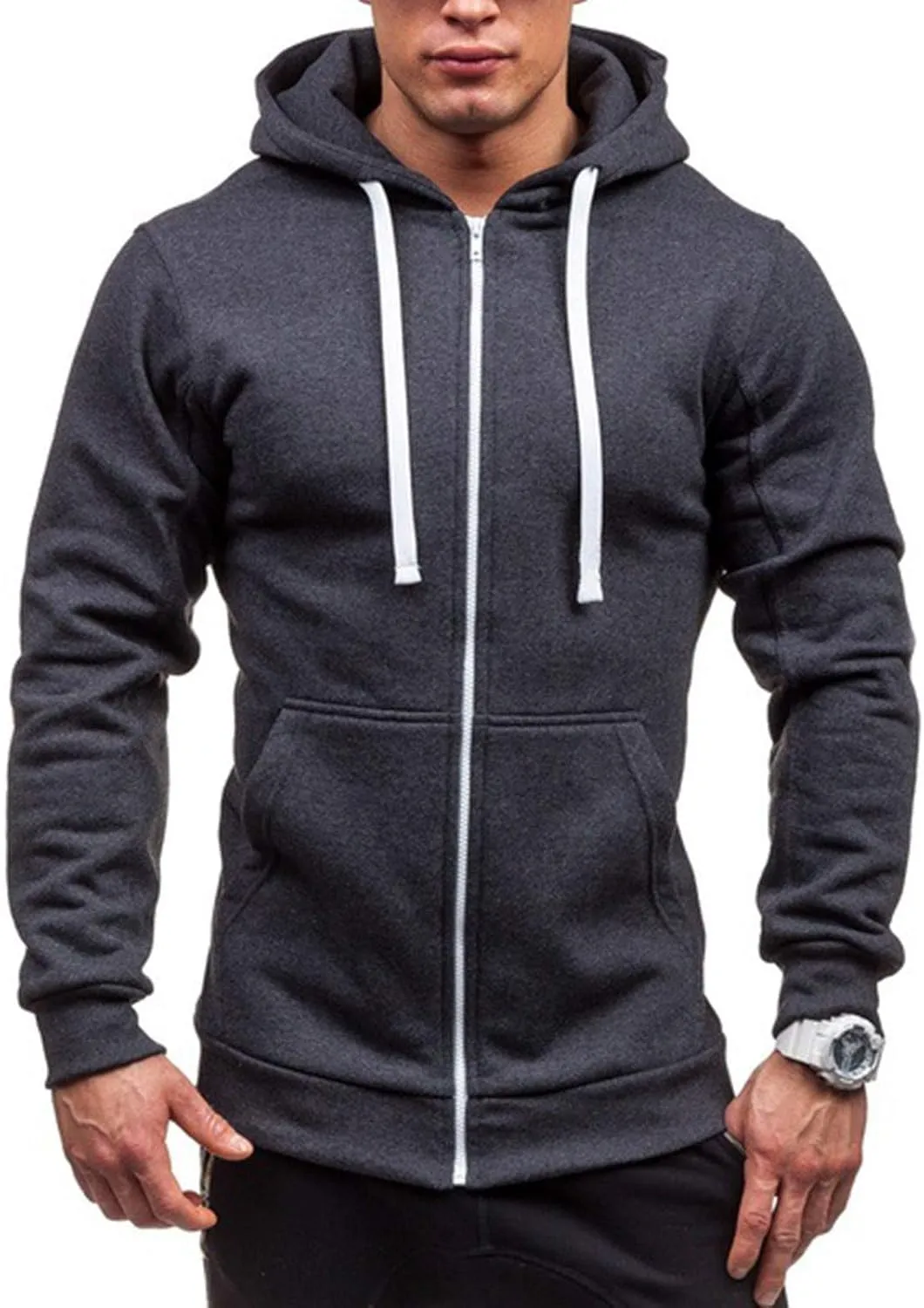 TUQIDEWU Hoodies Men Zip Up, Mens Sweatshirt Shorts, Quarter Zip Pullover Men Fleece, Mens Sweatshirts Hoodies Zip Up Front Fashion Long Sleeve Casual Full Zip Up Hoodies Pullover Dark Gray