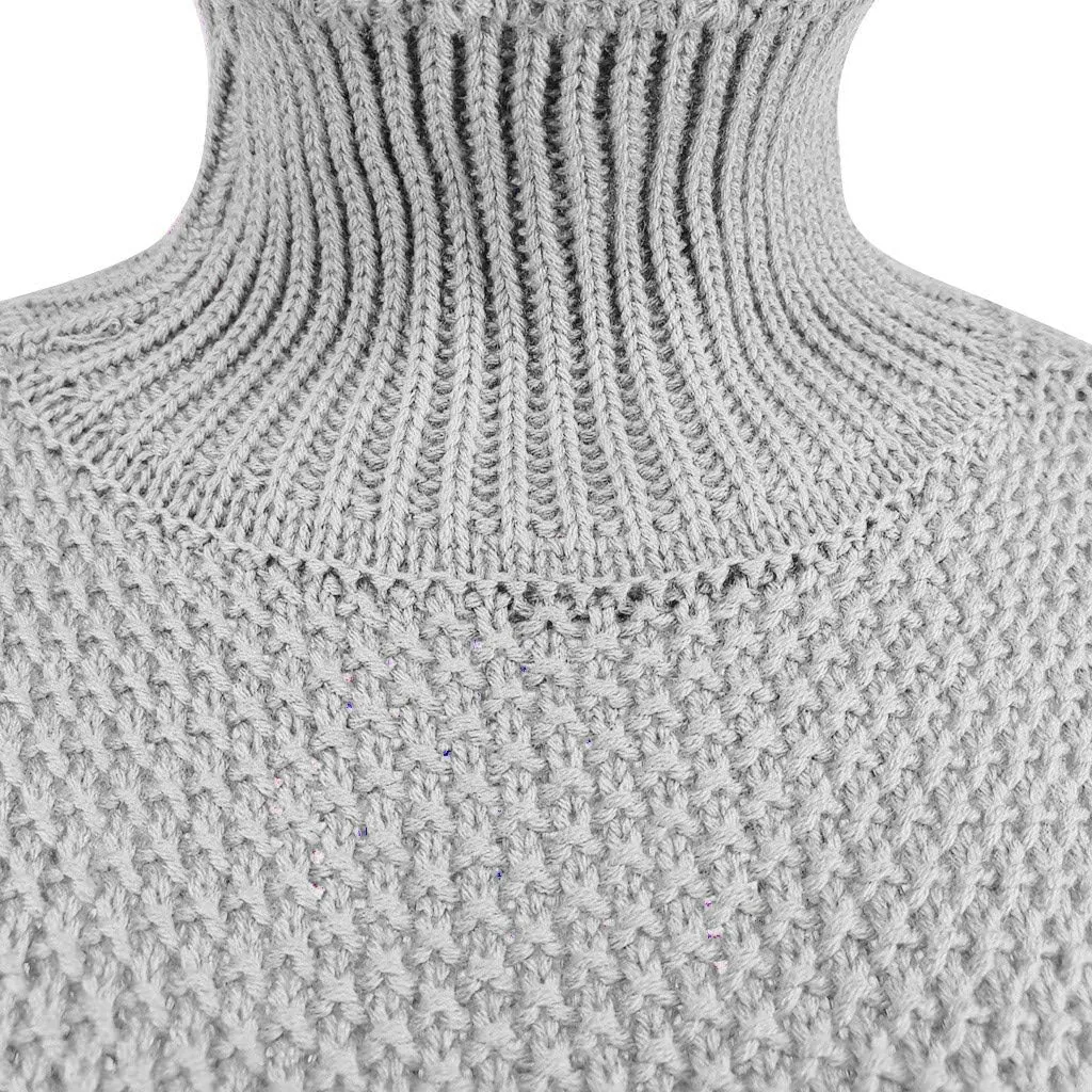 Turtleneck Sweater Women Oversized Knit Sweater Chunky Pullover Sweater Vintage Jumper Top Winter Casual Tunic Top