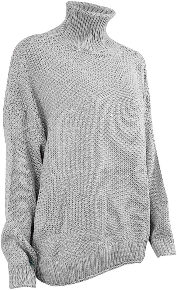 Turtleneck Sweater Women Oversized Knit Sweater Chunky Pullover Sweater Vintage Jumper Top Winter Casual Tunic Top
