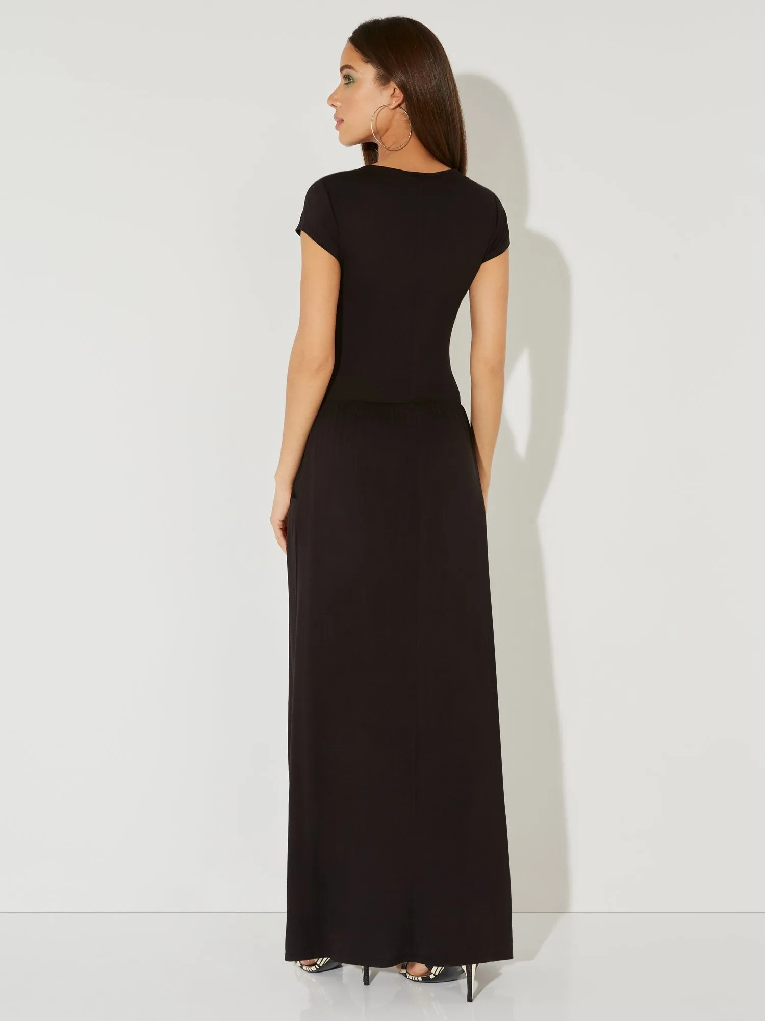 V-Neck Ruched Maxi Dress - NY&C Style System