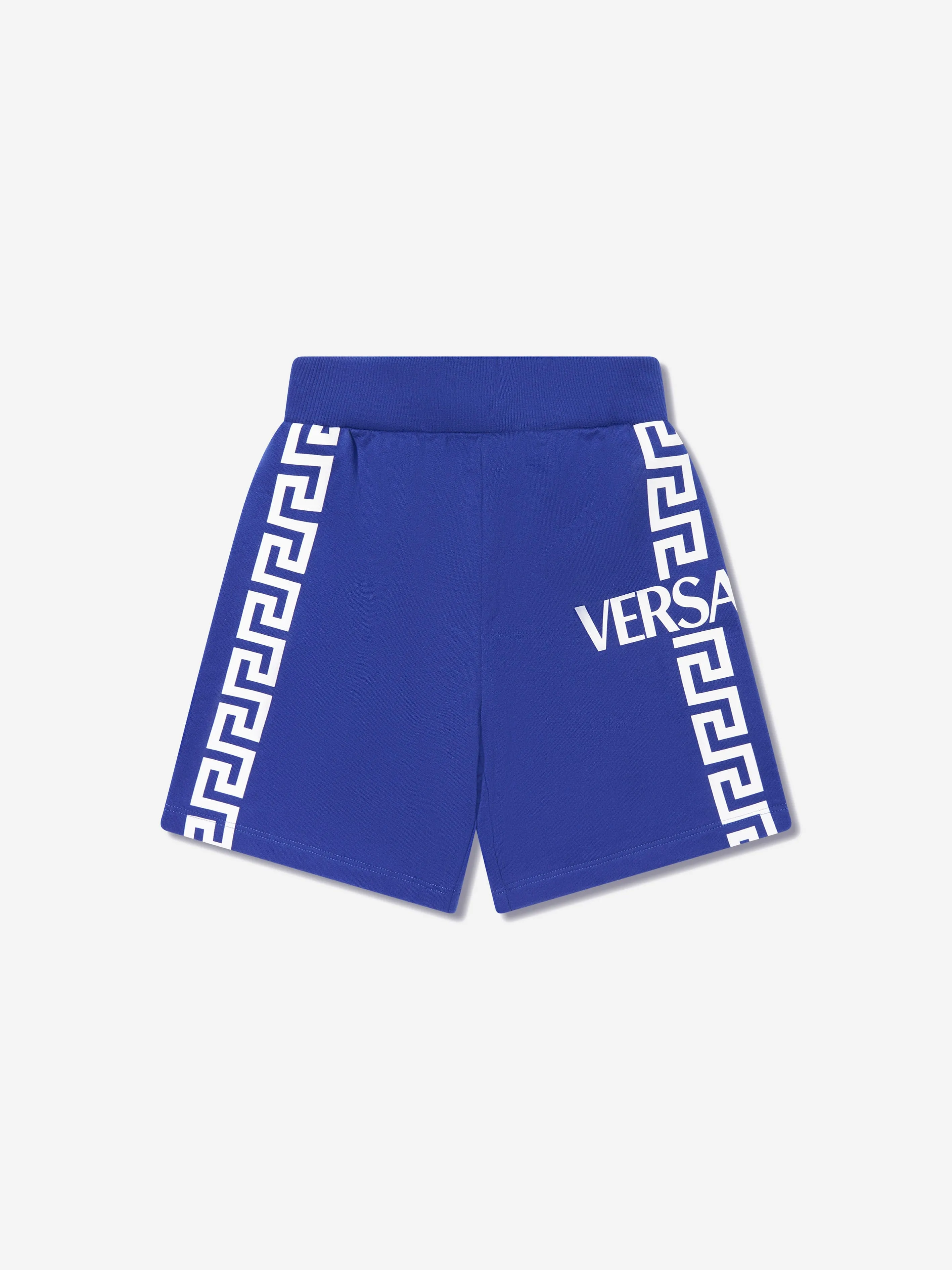 Versace Boys La Greca Logo Shorts in Blue