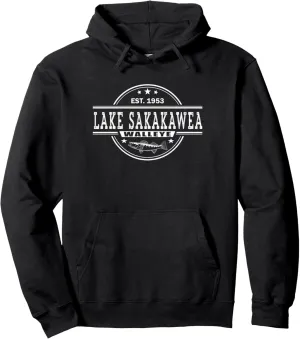 Vintage Inspired Walleye Fishing Lake Sakakawea Pullover Hoodie