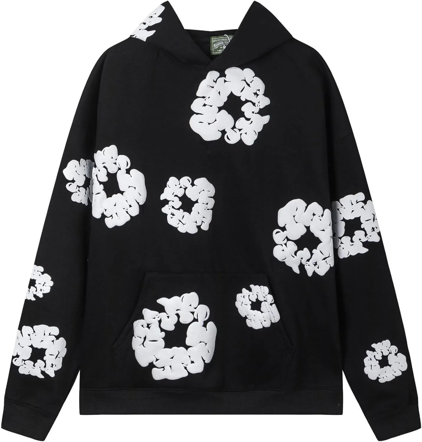 Vintage Printed Graphic Flower Hoodie Casual Long Sleeve Streetwear Pullover Sweatshirt