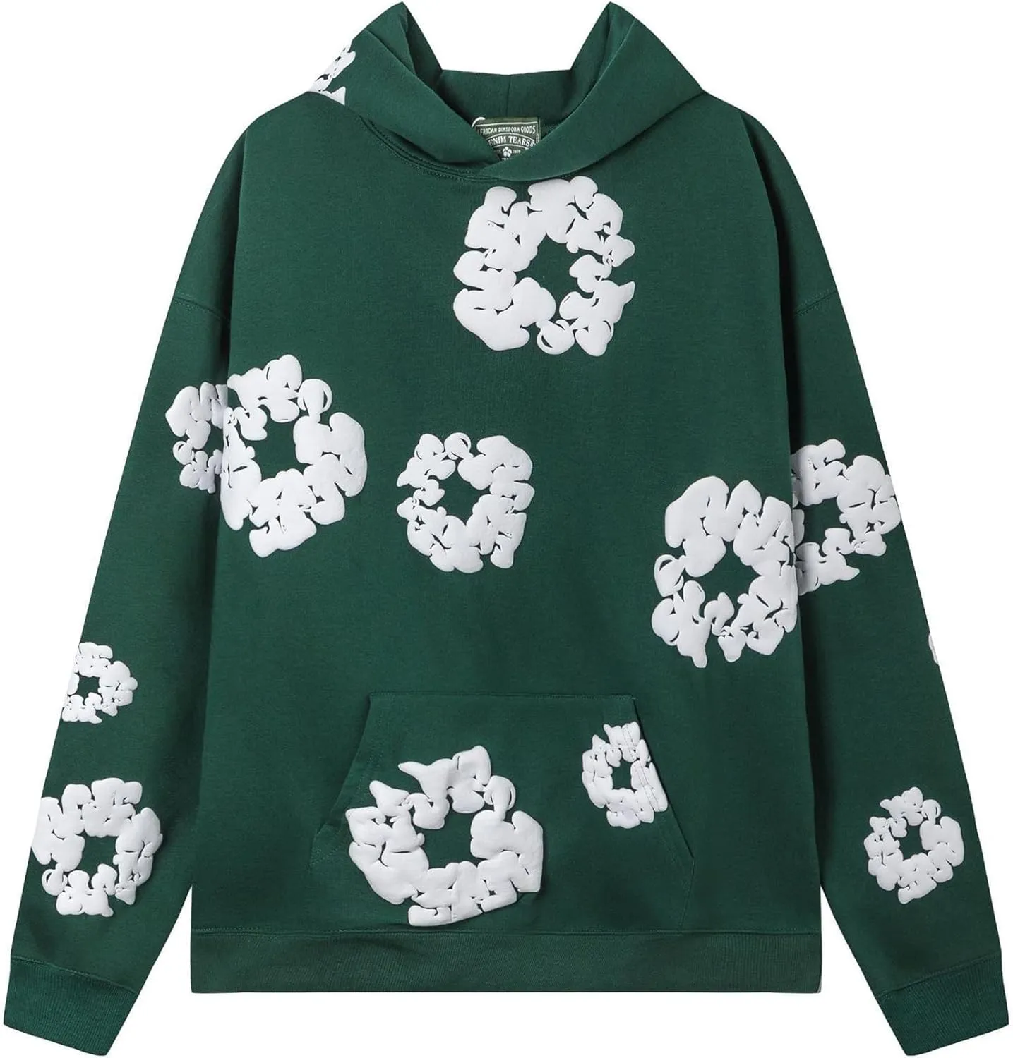 Vintage Printed Graphic Flower Hoodie Casual Long Sleeve Streetwear Pullover Sweatshirt