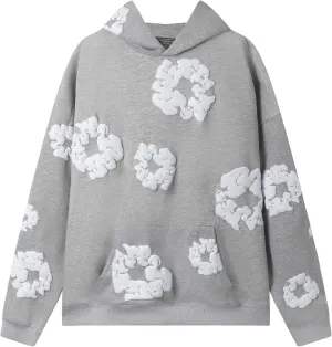 Vintage Printed Graphic Flower Hoodie Casual Long Sleeve Streetwear Pullover Sweatshirt