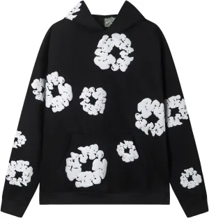 Vintage Printed Graphic Flower Hoodie Casual Long Sleeve Streetwear Pullover Sweatshirt
