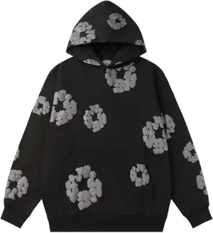 Vintage Printed Graphic Flower Hoodie Casual Long Sleeve Streetwear Pullover Sweatshirt