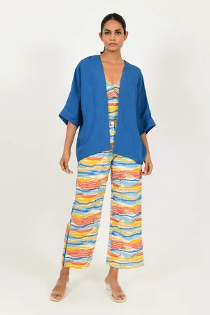 Wave Cotton Co-Ord Set With Linen Overlay